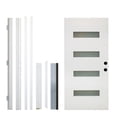 thumbnail image 2 of 36 x 80 Inch Fiberglass Front Entry Door with White Finish, Vinyl Frame, 4-Lite Frosted Glass for Privacy, Contemporary Style, Left Hand Inswing for Home Entrance, 2 of 5