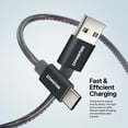thumbnail image 3 of Powertek USB-A to USB-C (Type-C) Metallic Shine Pastel Charging Cable, 6 ft, Black, 3 of 6