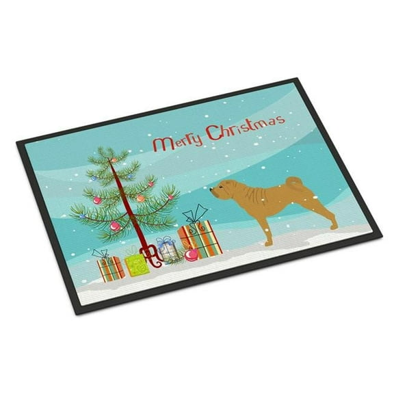 Carolines Treasures  Shar Pei Merry Christmas Tree Indoor or Outdoor Mat, 24 x 36
