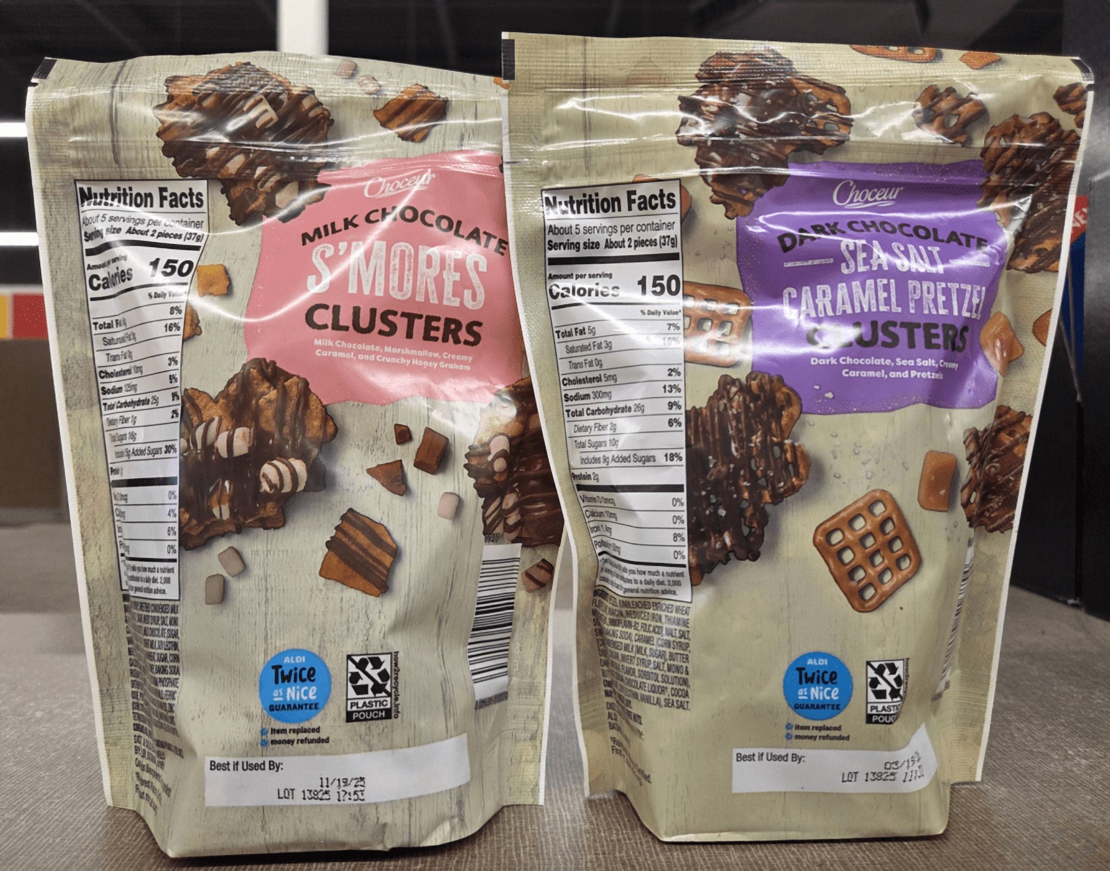 Choceur Milk Chocolate S'Mores and Dark Chocolate Sea Salt Caramel 6oz 170g (2 Bags)