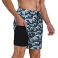 thumbnail image 2 of Honeii A Japanese Great Wave Print Men's Swim Shorts,Mens Swim Trunks,Breathable Mesh Beach Shorts for Swimming,Surfing, and Beach Activities-XX-Large, 2 of 6
