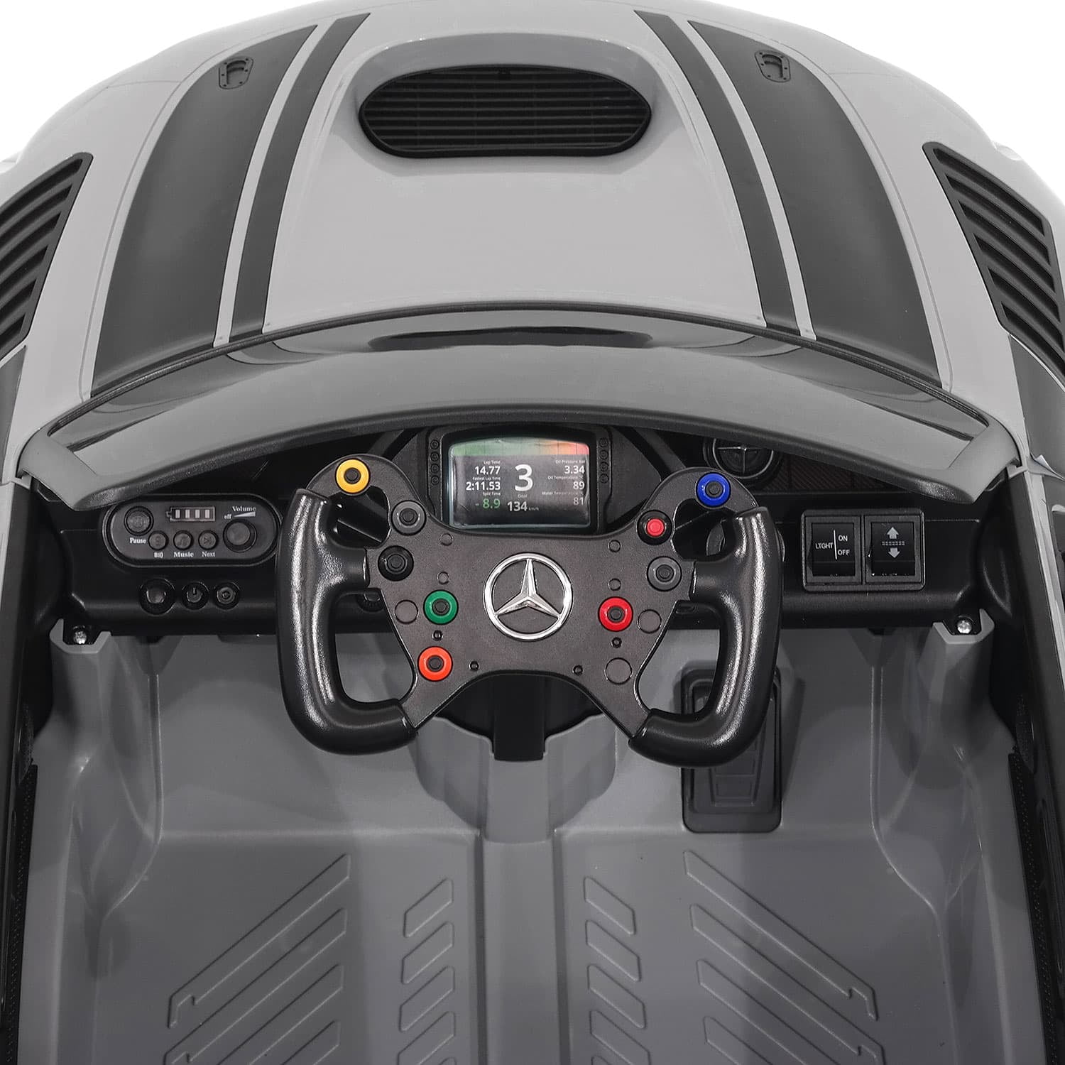 Mercedes AMG GT3 EVO 12V Kids Ride-On Car with R/C Parental Remote (White)