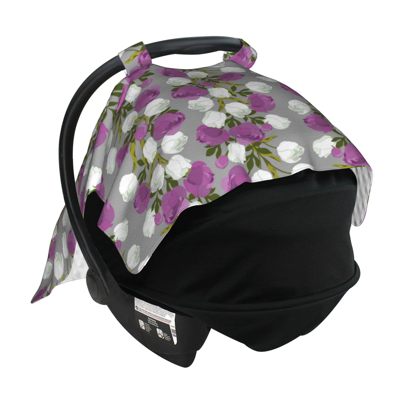 Car Seat Cover Baby - Purple White Rose Flowers Breathable Infant Car Seat Cover for Baby Carseat, Lightweight Comfort Baby Essentials Must Haves Newborn Stuff for Girl Boy