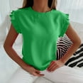 thumbnail image 2 of FRSASU Summer Tops Women Summer Short Sleeve Pullove Solid Blouse T-Shirt Green 10(XL), 2 of 5