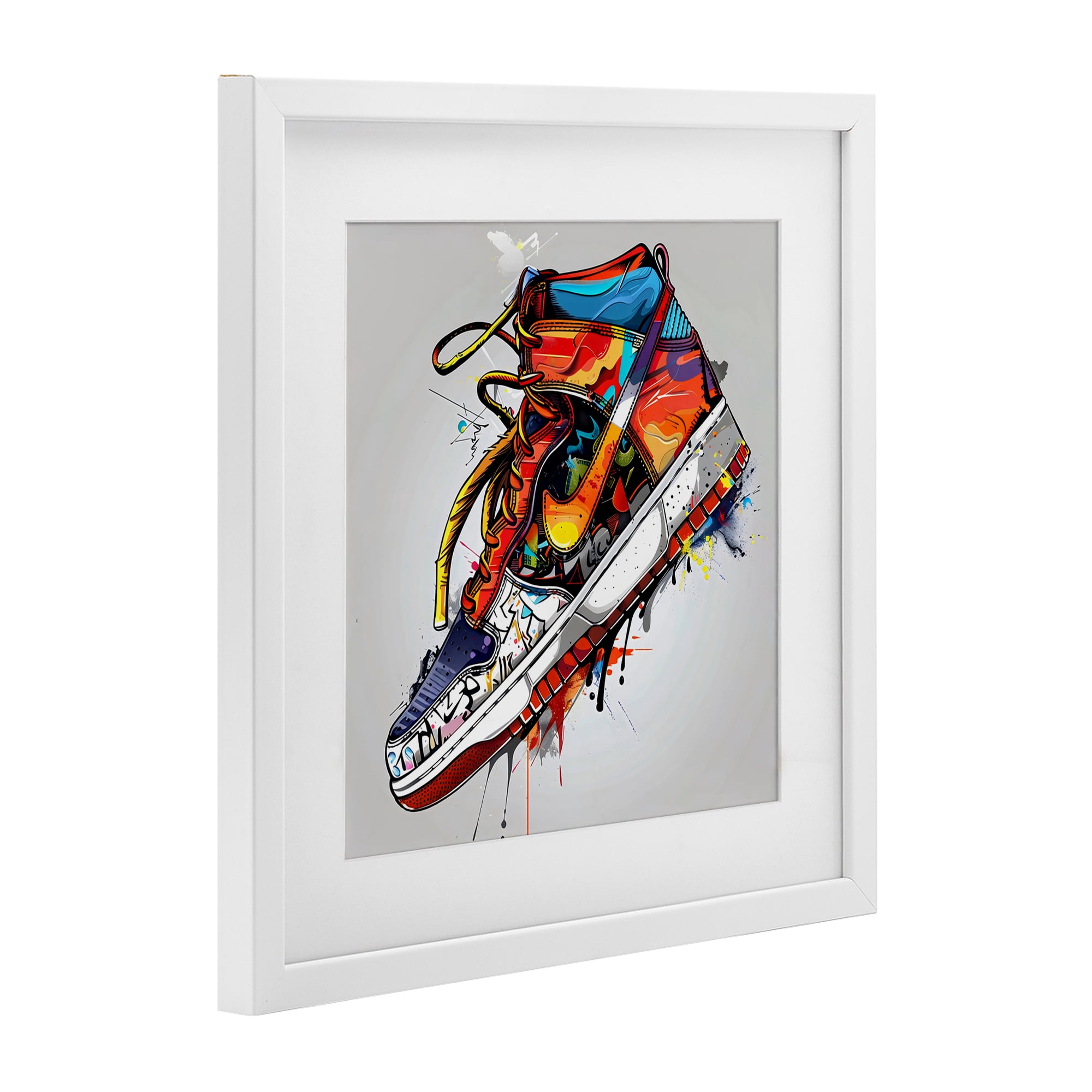 Stupell Industries Graffiti Sneaker with Laces White Framed Print Under Glass, design by Creative Studio