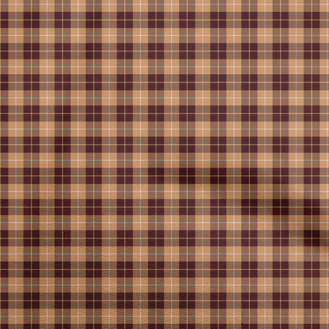 oneOone Georgette Viscose Light Brown Fabric Check Sewing Craft Projects Fabric Prints By Yard 42 Inch Wide