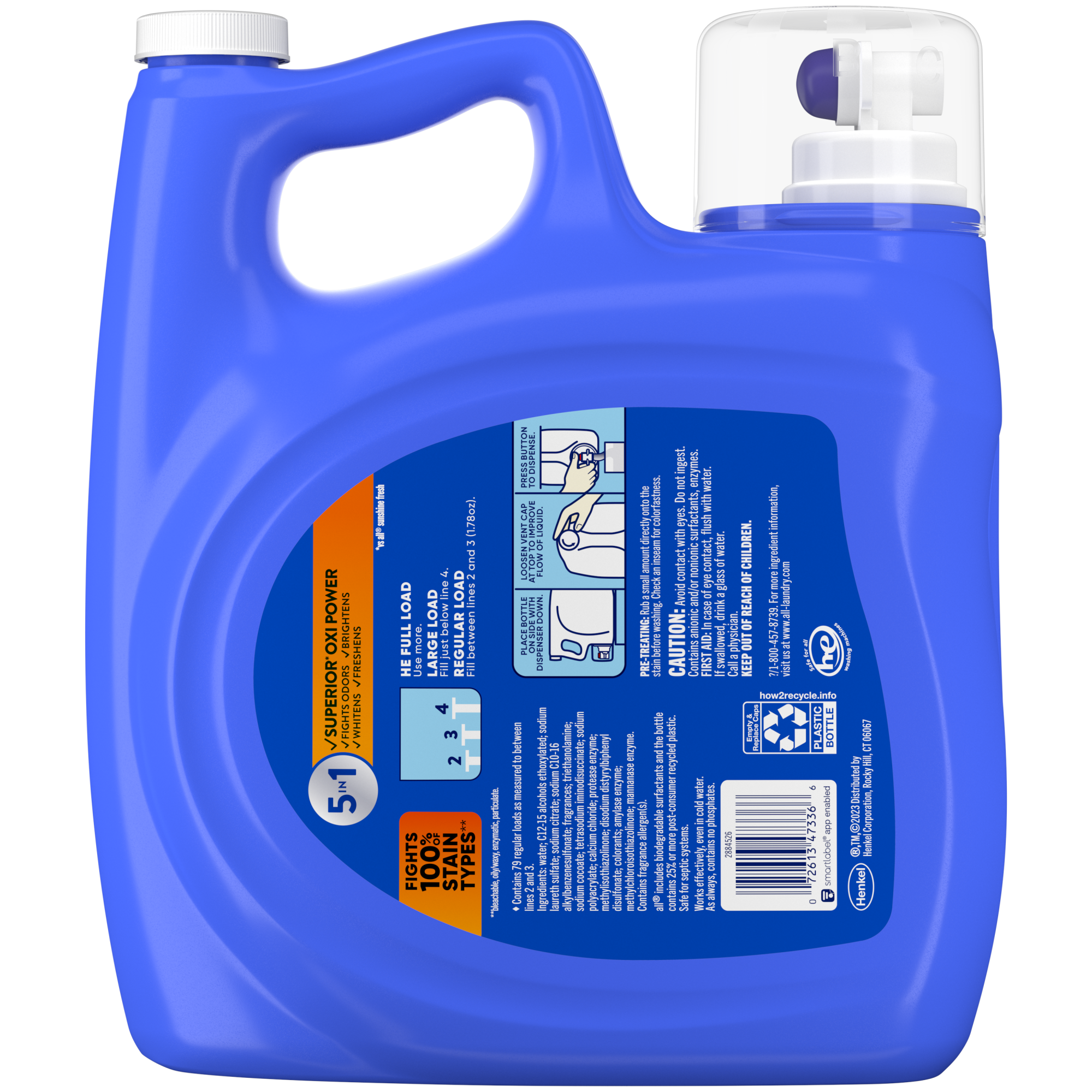 all Liquid Laundry Detergent, Fresh Clean Oxi plus Odor Lifter, 141 fl oz, 79 Loads - image 5 of 5
