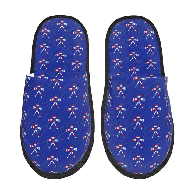Balery Hockey Pantuflas de Casa de Felpa Silenciosas con Diseño Estampado, Zapatillas Cómodas Antideslizantes de Algodón para Interior-Large