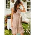 thumbnail image 2 of INSPIRE CHIC Women's Flutter Sleeves V Neck Smocked Waist Ruffle Floral Dresses, 2 of 6