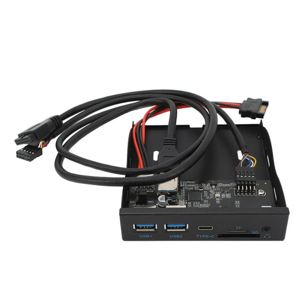 Hub USB 2.0 De 2 Puertos Y Audio HD Para Bahía De Disquete 3.5″ – Panel Frontal Con Conector De Auriculares Y Micrófono Para PC