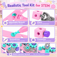 thumbnail image 6 of JoyStone 168PCS Kids Tool Set with Electric Drill, DIY Construction Building Kit with Storage Toolbox, STEM Building Toy, Birthday Gift for Girls Ages 3+, Pink, 6 of 14