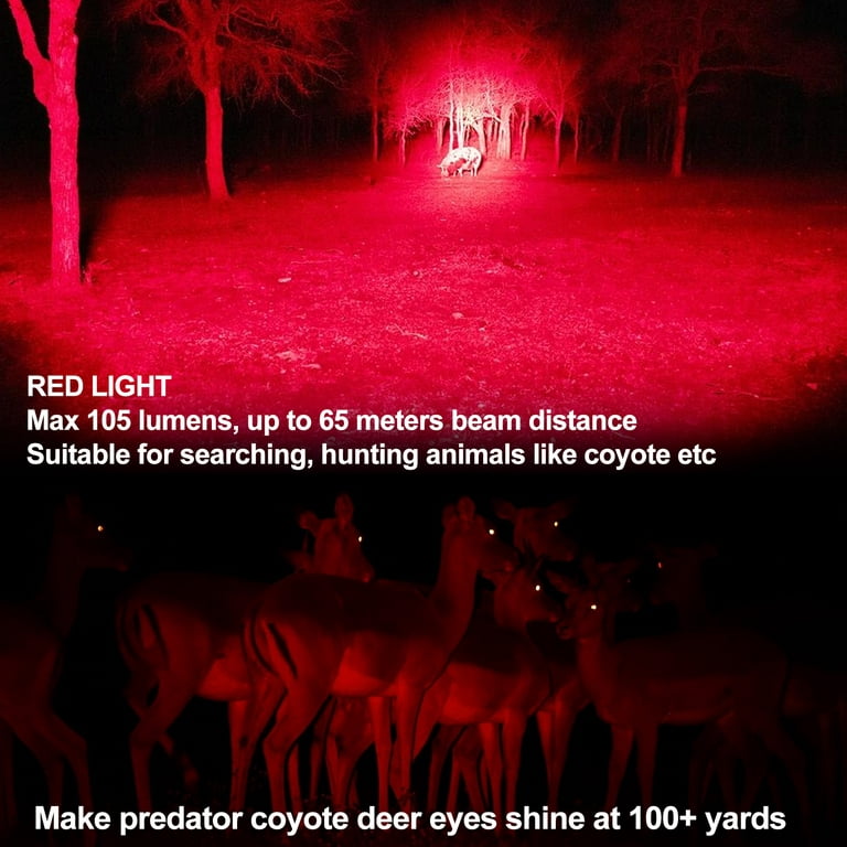 Green Red UV Light 3 LED Hunting Flashlight Deer Blood Tracker Light Red  Night Vision Green Hunting Lights Black Light Tactical 3 Colors in 1  Flashlights for Hog, Predator, Coyotes Night Hunting 