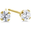 3MM Round CZ Earrings in 14kt Yellow Gold