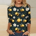 thumbnail image 2 of CYMMPU 3/4 Sleeve Blouses for Women Dressy Casual Loose Fit Tunic Tops Round Neck Fall Fashion Shirts Bee Graphic Spring Tops Lightweight Basic T-Shirts Multicolor M, 2 of 5