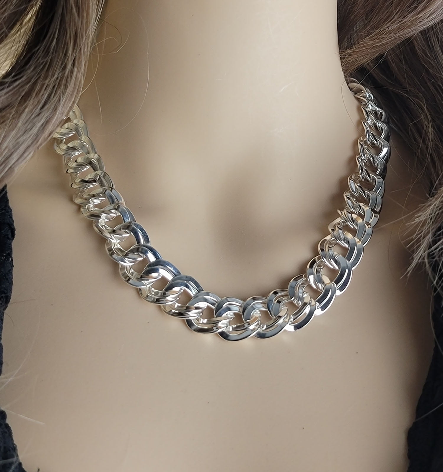 Ky & Co Tone Oversized Thick Chain Choker Necklace Link 18" Ladies Adult Female