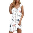 thumbnail image 2 of Ovzne Robes pour Femmes Robe de Plage Robe de Vacances Printemps et Été pour Femmes Robe à Bretelles Col en V Boutons Robe Grande Taille Imprimée Liquidation, 2 of 7