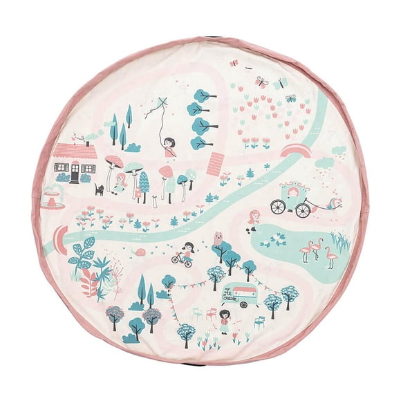 Play & Go - Pastel Park Adventure - 3-in-1 Play Mat - Storage Bag & Diaper Bag - Double-sided with Flamingo Print - Fun & Interactive for Kids - 140 cm Diameter - Suitable for Newborn to Toddler - Eas