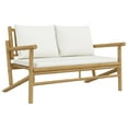 thumbnail image 3 of vidaXL 2 Piece Garden Lounge Set with Cream White Cushions Bamboo, 3 of 5