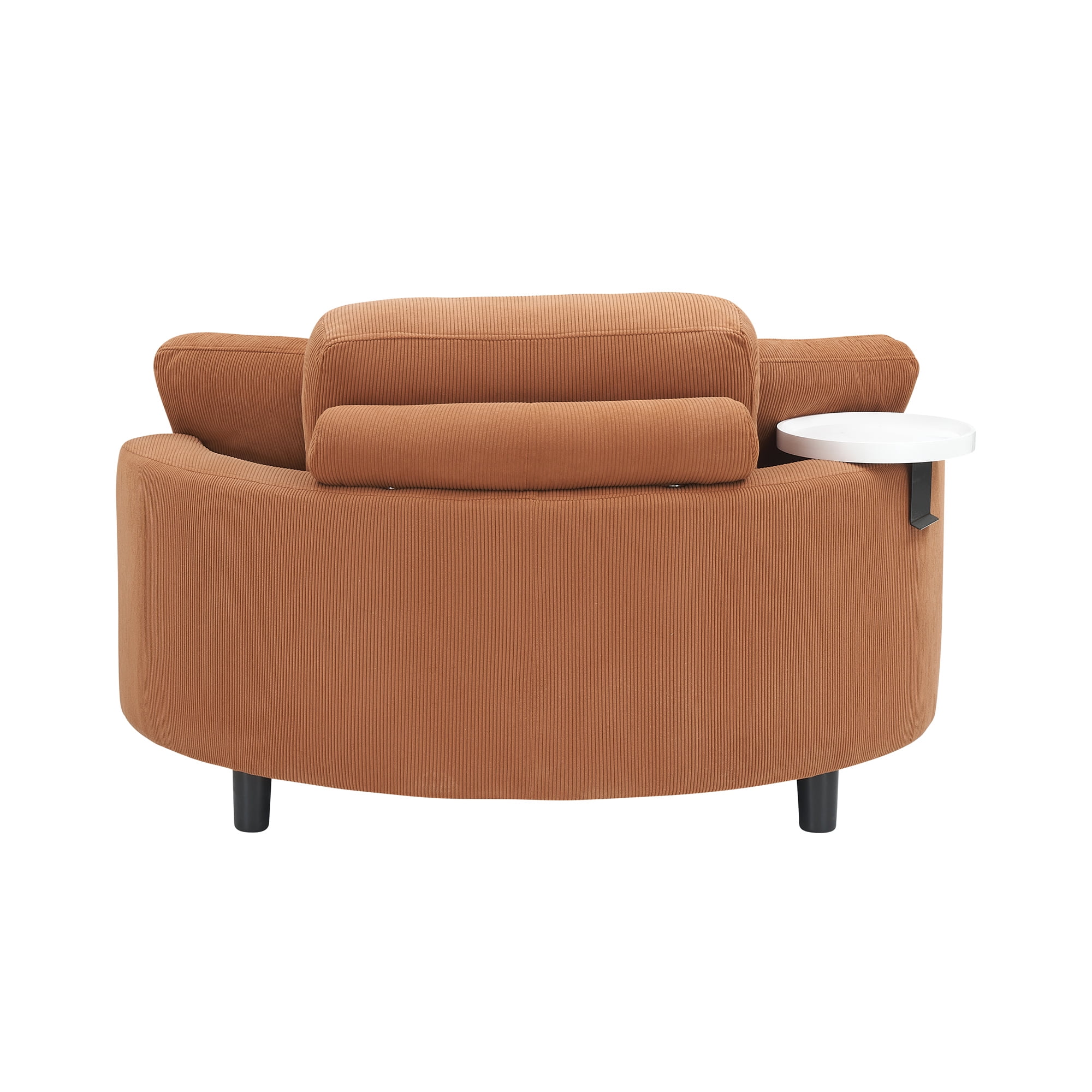 Aukfa 51" Oversized Accent Chair Round Barrel Chair with Storage Ottoman for Living Room, Corduroy, Orange