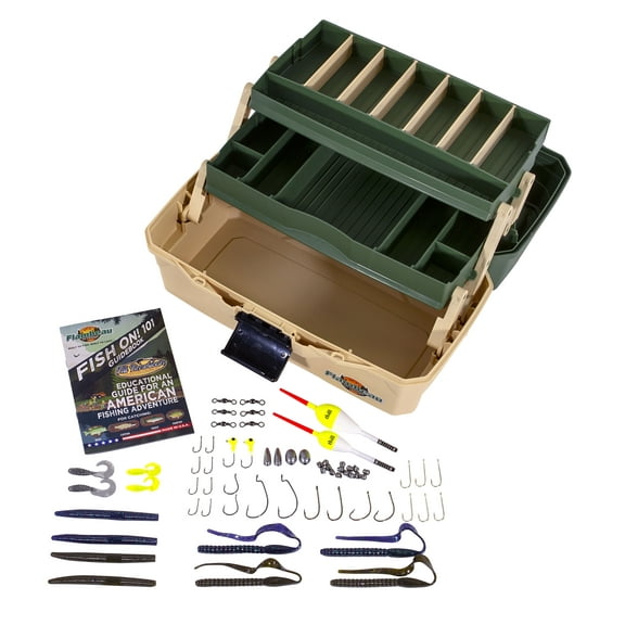 Flambeau Outdoors, Two Tray Tackle Kit, 63 Pieces, Fishing Tackle Box, Plastic, 14 inches