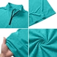 thumbnail image 6 of Dresfit Mens Polo Shirts Zipper Short Sleeve Quarter Zip T Shirts 2026 Summer Stand Collar Cotton Loose Tennis Tops Relaxed Fit Lightweight Business Tees Sky Blue 2XL, 6 of 7