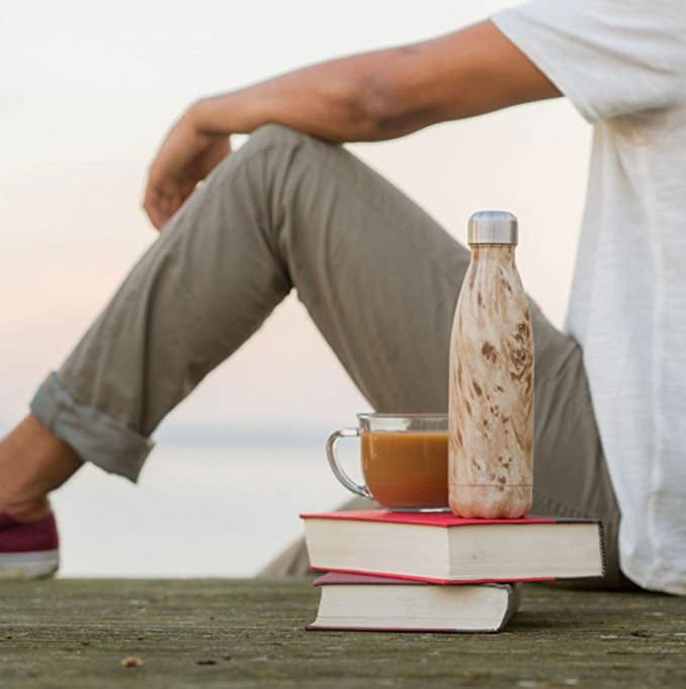 S'well Vacuum Insulated Stainless Steel Water Bottle, Blonde Wood, 9 oz