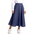 thumbnail image 4 of HBGVBA Girl's Linen Flowy Skirts,Elaist Waisted Casual Long Skirt,Kids 4-15 Years Linen Like Solid High Waist with Pockets Long Ruffle Hem A-Line Skirt, 4 of 5