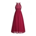 thumbnail image 4 of Fldy Kids Girls Lace Chiffon Flower Dresses Wedding Party Dress Evening Formal Pegeant Dance Gown Burgundy 8, 4 of 7