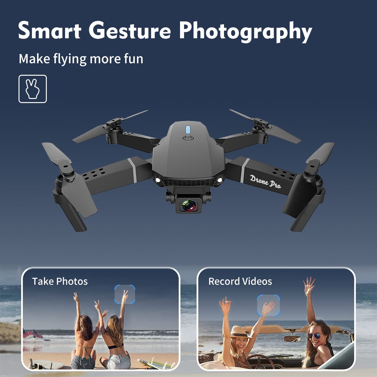 Ourlife Dual Camera Drone with 2.4" Screen Remote, 1000mAh Rechargeable Battery HD RC Quadcopter with Live View Display for Beginners & Adults,Black.
