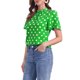 thumbnail image 4 of INSPIRAR CHIC Blusa de Manga Corta con Cuello de Pie y Abertura en la Espalda con Lunares para Mujeres XL Verde, 4 of 6