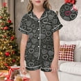 thumbnail image 2 of Kids Satin Pajamas Girls Boys Letter Printed Button Down Sleepwear With Shorts 2PCS Summer Girls' Pajama Sets Toddler Girl Pajamas 8-10, 2 of 5