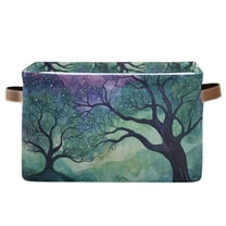 Yayeee Canvas Storage Basket with Handles for Shelves Fabric Bins Closet Organizer, Moonlight Forest