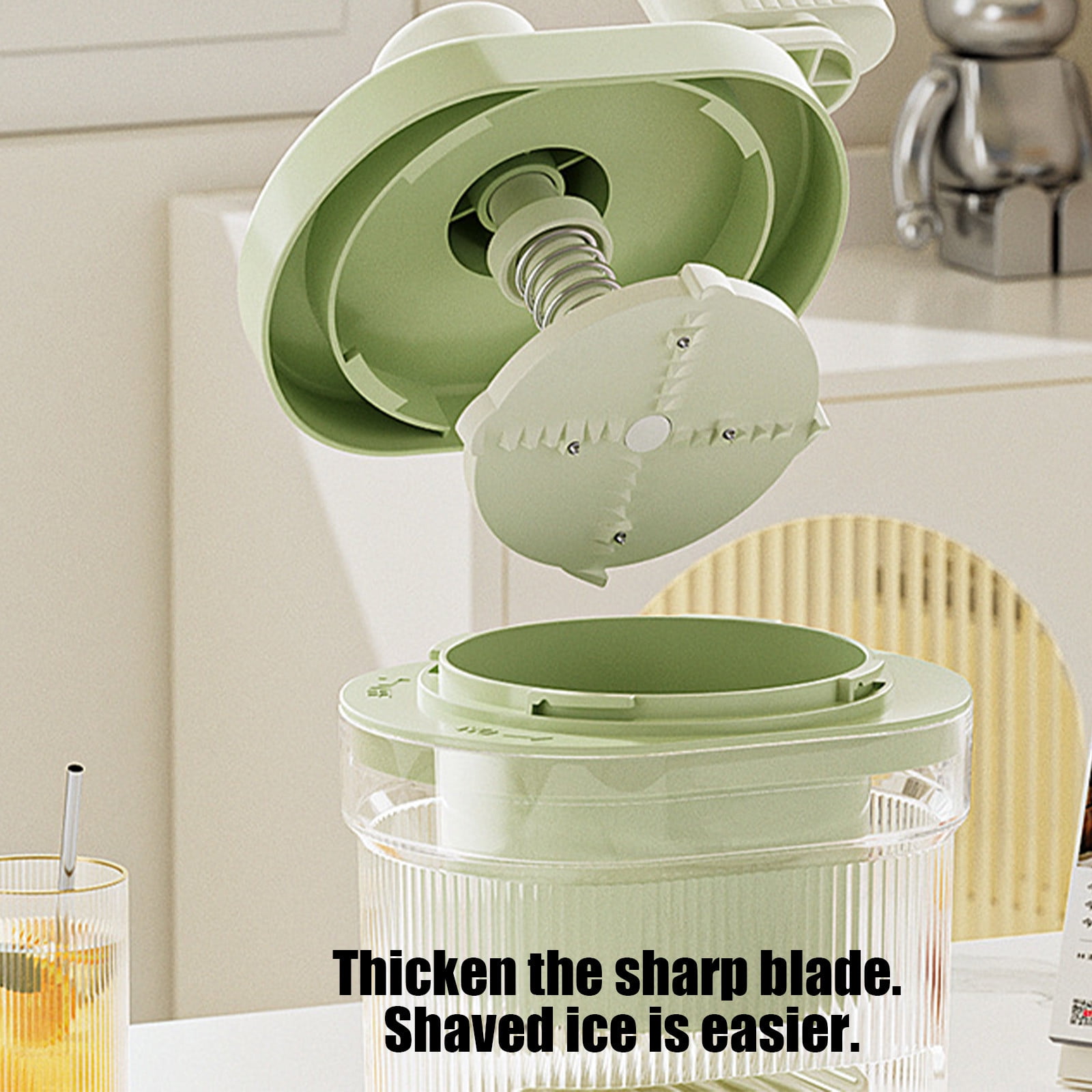 Manual Shaved Ice Machine, Small Multi-Purpose Slushie Machine, Ice Shaver for Homemade Shaved Ice, Snow Cones, Slushies, Cocktails & More with Stainless Steel Blades, Crushed Ice Maker