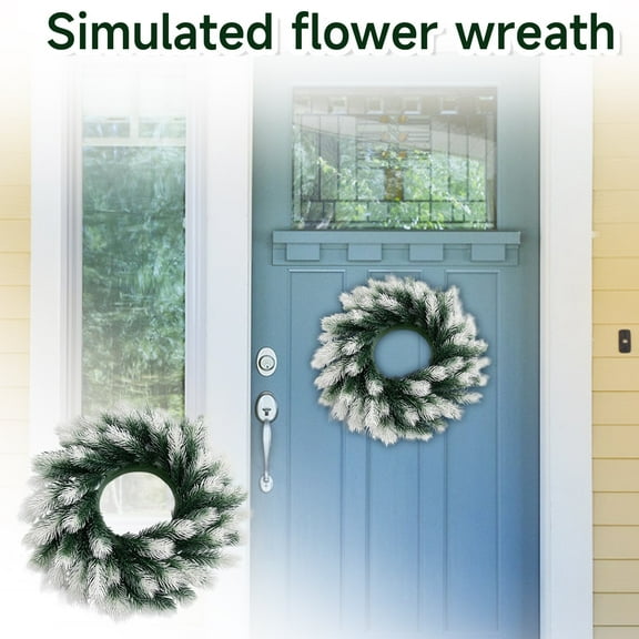 24-Inch Artificial Flocked Christmas Wreath for Front Door, Winter Holiday Decor with Snowy Pine Needles