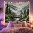 thumbnail image 2 of Misty Forest River Bridge Landscape in a Wooded Valley, Serene Watercolor for Nature Lovers, Tranquil Wilderness Art, Birthday Gift Tapestry Wall Hanging for Bedroom and Reading Nook, 2 of 7