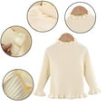 thumbnail image 4 of Esaierr Toddler Baby Fleece Lined Sweater for Girls Ruffle Padded Jumper Pullover Innerwear Knitted Sweaters Autumn Winter Bottoming Shirt 1-5 Years, 4 of 8