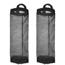 MISSMILE 2Pcs Plastic Bag Holder,Collapsible Fabric Storage Dispenser for Home,Wall Mount Grocery Bag Organizer,Black