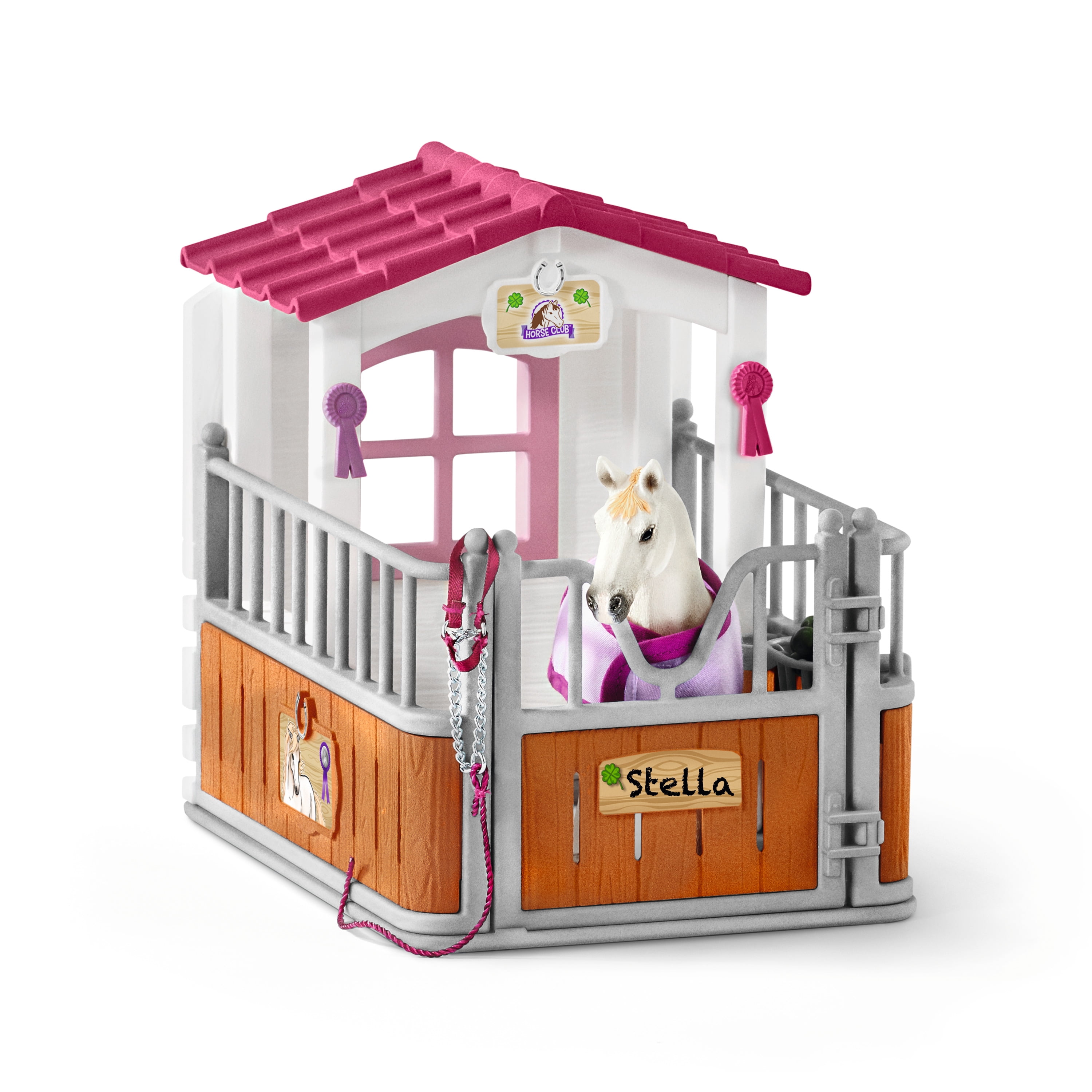 Schleich - Horse Club: Horse Stall with Lusitano Horses Toy Figurine Playset , 20 Pcs