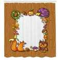 thumbnail image 3 of Ambesonne Thanksgiving Shower Curtain, Rustic Animal Fun, 69"Wx84"L, Multicolor Pale Brown, 3 of 3
