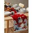 thumbnail image 6 of Red Snowman Christmas Burlap-Cotton Table Runner 90 Inches Long,Xmas Tree Balls Snowflake Farmhouse Table Runners,Outdoor Dining Tablecloths Decor for Baby Shower Party Wedding 13x90, 6 of 9