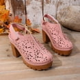 thumbnail image 6 of Bkhluea Women Floral Cutout Slingback Platform Block Heel Sandals Comfortable Footwear For Office Party Casual Outdoor Daily Activities, 6 of 7