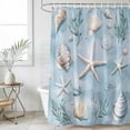 thumbnail image 6 of Blue Coastal Starfish Shower Curtain Set - Standard 72" x 72" Washable Bathtub Curtain with 12 Hooks, Summer Beach Nautical Ocean Shell Waterproof Fabric Stall Shower Curtains for Bathroom Décor, 6 of 6