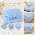 thumbnail image 3 of Fitted Sheet, Light Blue Bedding, Cooling Fitted Sheet, Deep Pocket Fitted Sheet, Cooling Mattress Protector, Stretchy Wrap-Around Dust-Proof Solid Color Ice Silk Bedding Cover, 3 of 5