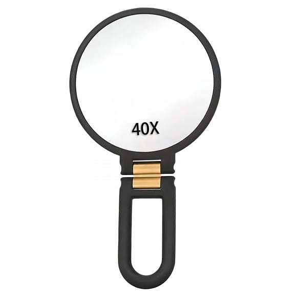 HBMYN 2026 New Modern Magnifying Glass Black and Gold 24Cm/9.45Inch 40X Magnification Handheld/Wall Mount/Tabletop Design Double Makeup with 360° Adjustable