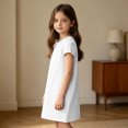 thumbnail image 3 of Grblisyd Girls Dress Crew Neck Short Sleeve Casual Dress Kids Summer Solid Color Loose Midi Dress with Pockets, 3 of 6