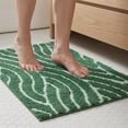 thumbnail image 2 of REGALWOVEN Geometric Bathroom Rug - 3D Textured Plush Bath Mat, Ultra Soft Absorbent Microfiber Shower Rug,Machine Washable Dark Green 24" x 16", 2 of 6