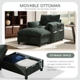 thumbnail image 4 of Accent Chair, Single Sofa, Chaise Lounge with Oversized Storage Ottoman and Adjustable Phone Holder, Chenille Armchair with Pillow Armrests and Side Pockets, for Living Room, Green, 4 of 6