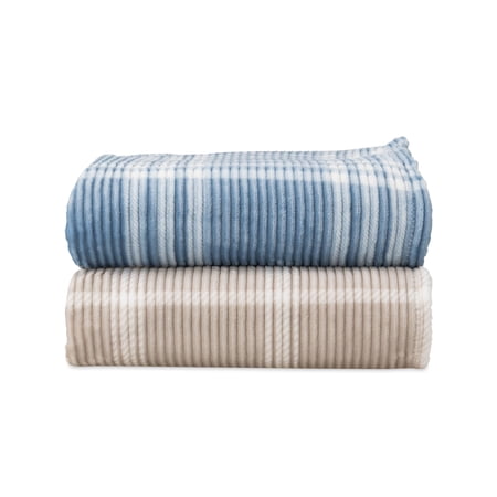 MAINSTAYS PRINTED TEXTURED VELVET PLUSH SUPER SOFT BED BLANKET, FULL/QUEEN SIZE, WASHED STONE PLAID