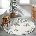 thumbnail image 3 of Round Area Rug 3.3 Ft, Spring Lavender Washable Non-Slip Circle Carpet for Living Room/Bedroom, Garden Botanical Leaves Butterflies Low-Profile Small Kitchen Mats Collection Rugs for Indoor, 3 of 8