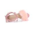 thumbnail image 4 of BLISSFUL STEP Women's Lace Up Heels Faux Fur Stiletto High Heel Sandals Pink 8.5, 4 of 7